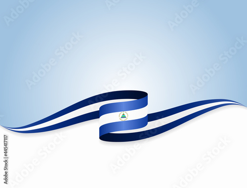 Nicaraguan flag wavy abstract background. Vector illustration.