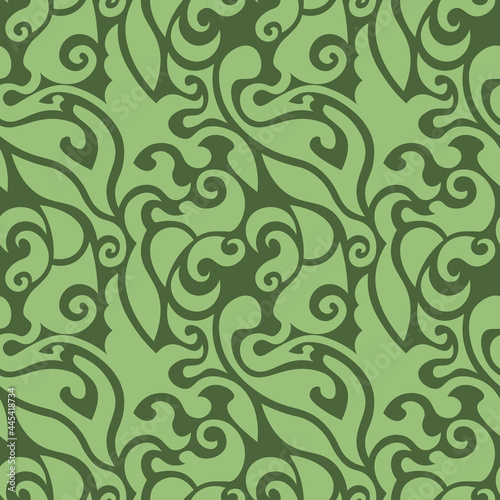 swirly seamless pattern in shades of green