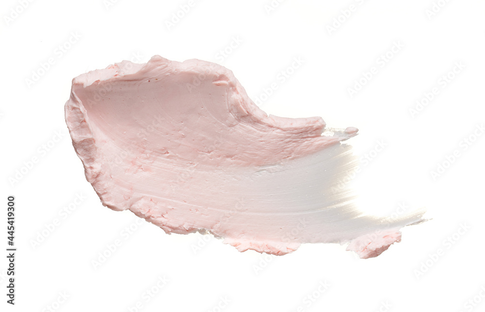 Gently pink smear and texture of face cream or acrylic paint isolated on white background Gently pink smear and texture of face cream or acrylic paint isolated on white background