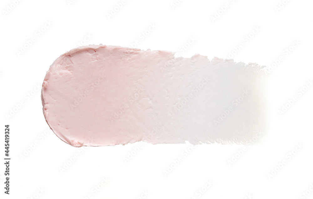Gently pink smear and texture of face cream or acrylic paint isolated on white background Gently pink smear and texture of face cream or acrylic paint isolated on white background