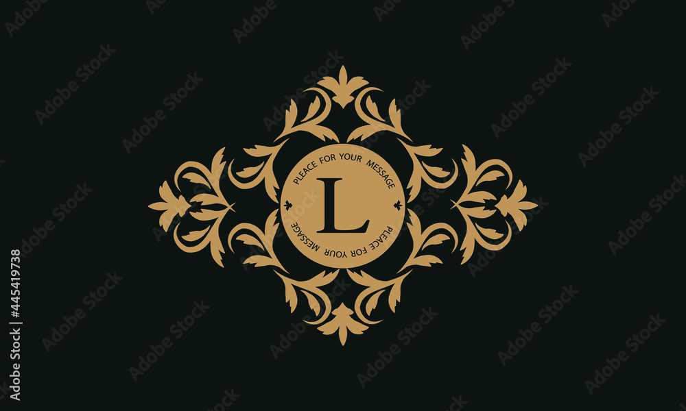 Elegant floral logo design template for one or two letters such as letter L. Calligraphic exquisite ornament. Business sign, monogram identity for restaurant, boutique, hotel, heraldic, jewelry.