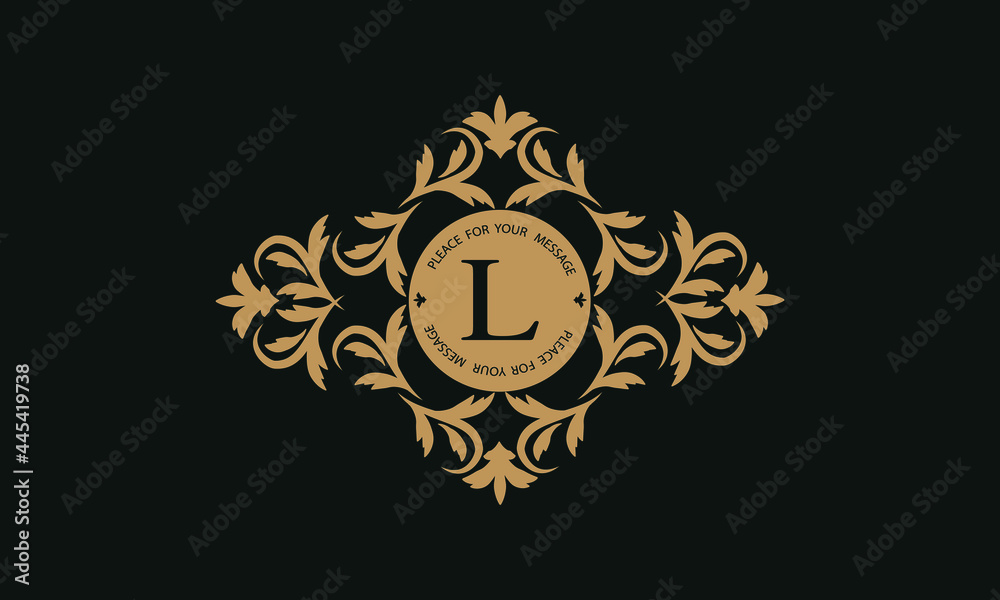 Obraz premium Elegant floral logo design template for one or two letters such as letter L. Calligraphic exquisite ornament. Business sign, monogram identity for restaurant, boutique, hotel, heraldic, jewelry.