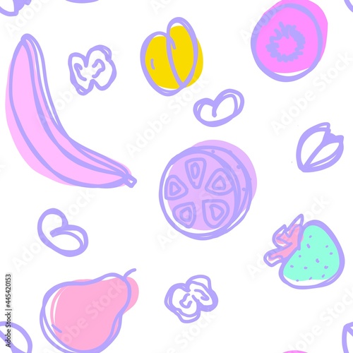 set of pink and purple fruit