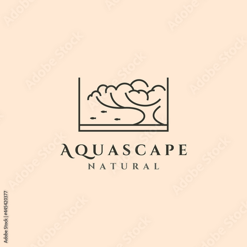 aquascape line art logo vector symbol illustration design