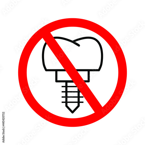 drilled molar mounting icon and red prohibition symbol.