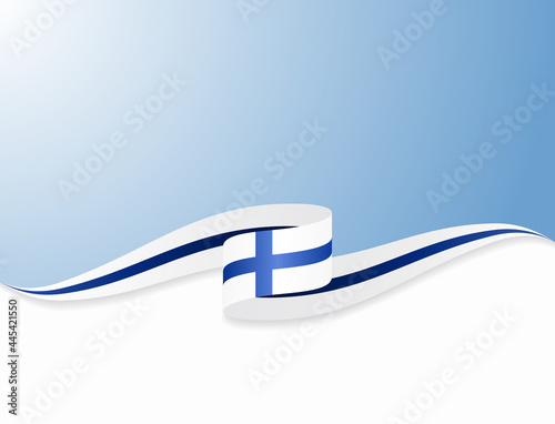 Finnish flag wavy abstract background. Vector illustration.