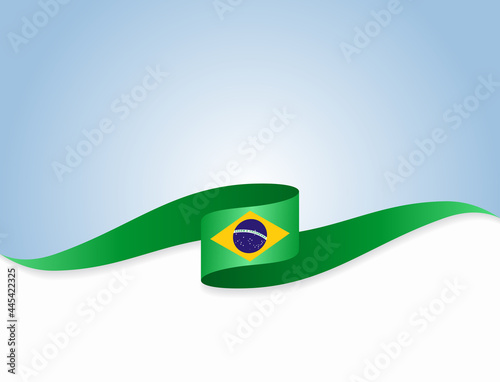 Brazilian flag wavy abstract background. Vector illustration.