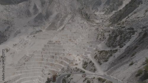 aerial drone footage view of quarry in Carrara italy // no video editing
