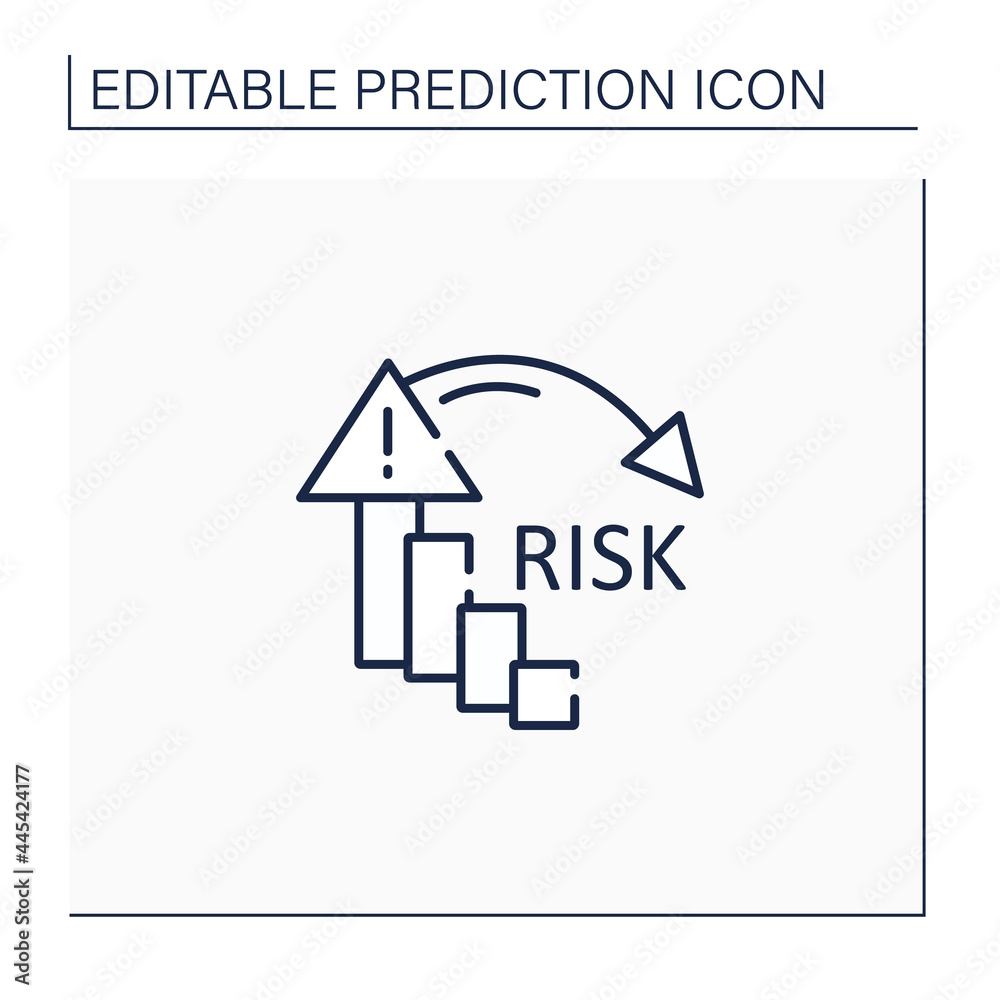 Reducing risk line icon. Reducing failure rate. High quality production