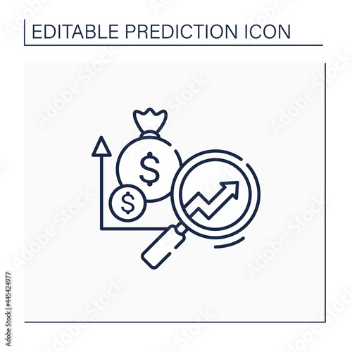 Marketing predictive analytics line icon. Grow profitable customers. Detailed research. Promote cross-sell opportunities. Business predicting concept.Isolated vector illustration.Editable stroke