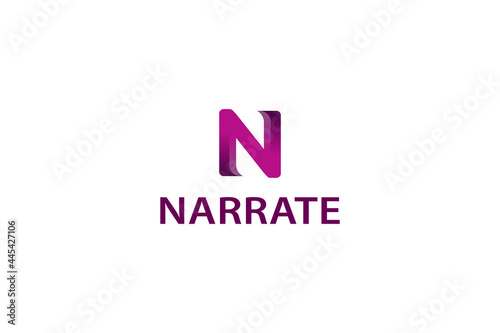 Letter N pink color 3d logo 