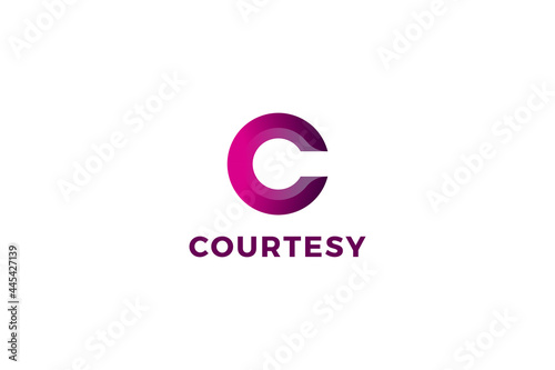 Letter c pink color 3d creative business logo design 