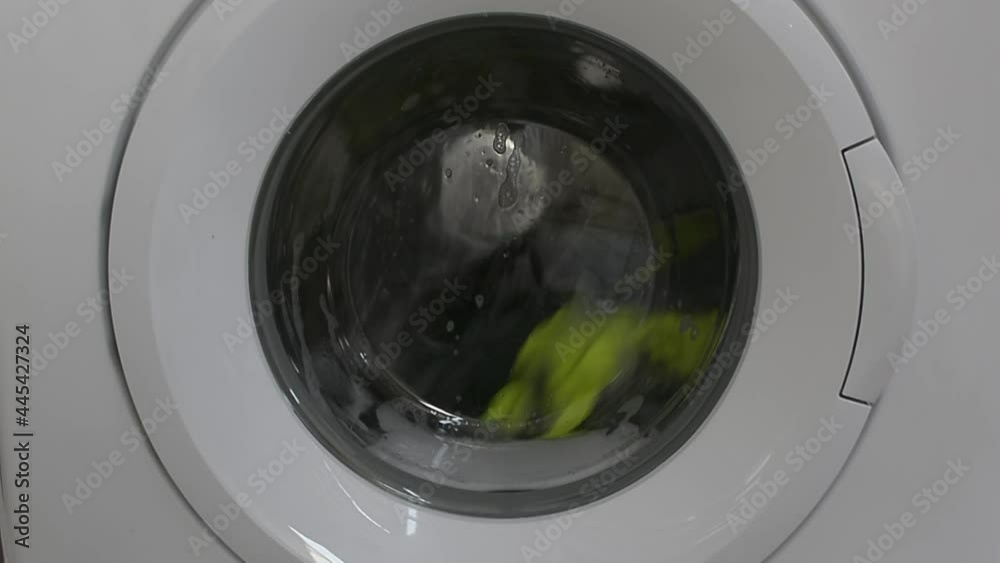 Contemporary Washing Machine Doing Laundry. White Modern Washing
