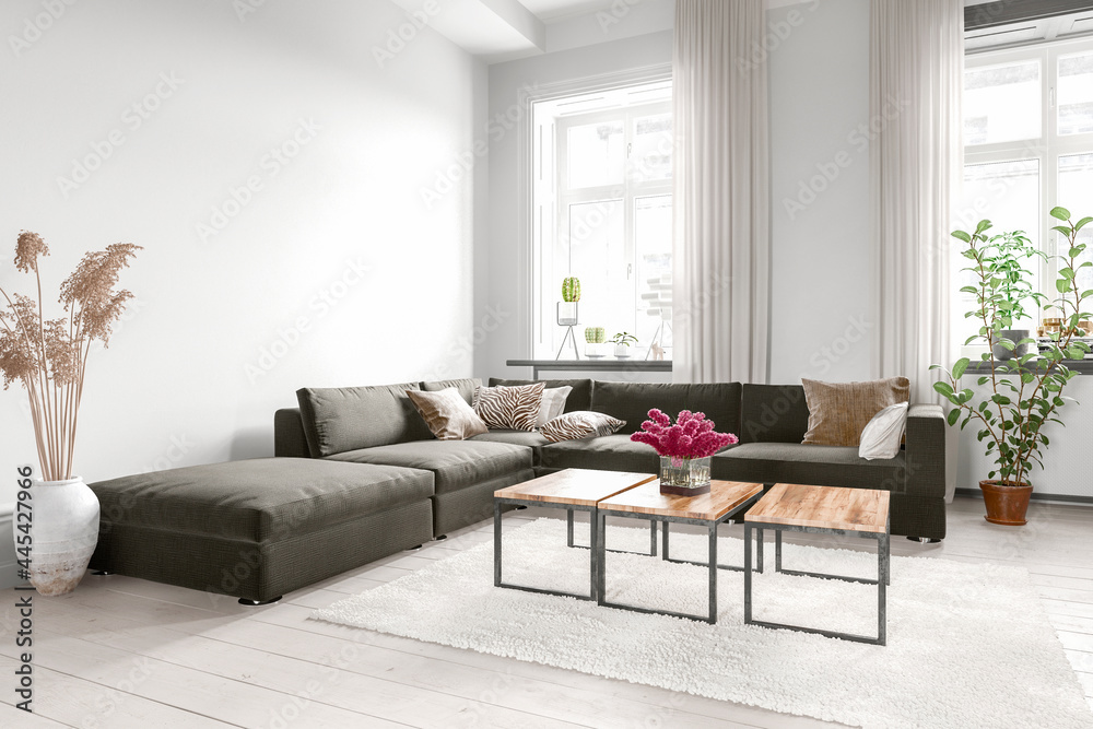 Empty living room interior with sofa Stock Photo | Adobe Stock