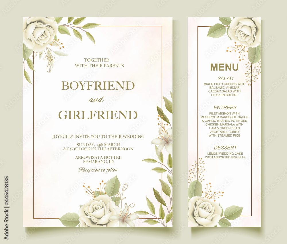 Elegant wedding invitation floral design