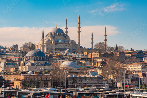 Turkey, Istanbul, Rustem Pasha Mosque, Suleymaniye Mosque and surrounding buildings photo