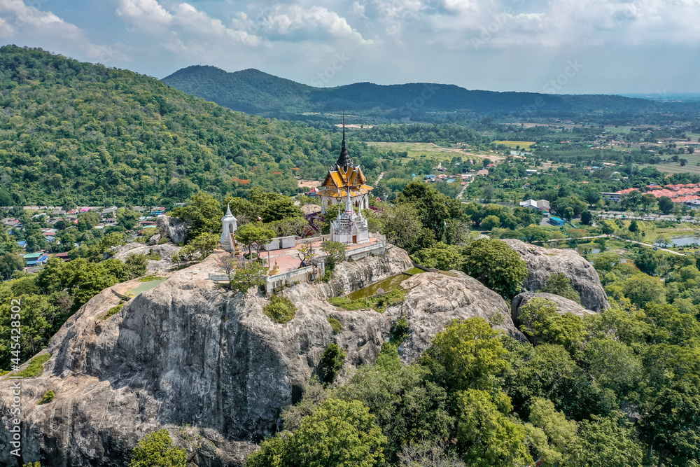 Fototapeta premium Aerial view of Wat Phra Phutthachai in Saraburi, Thailand