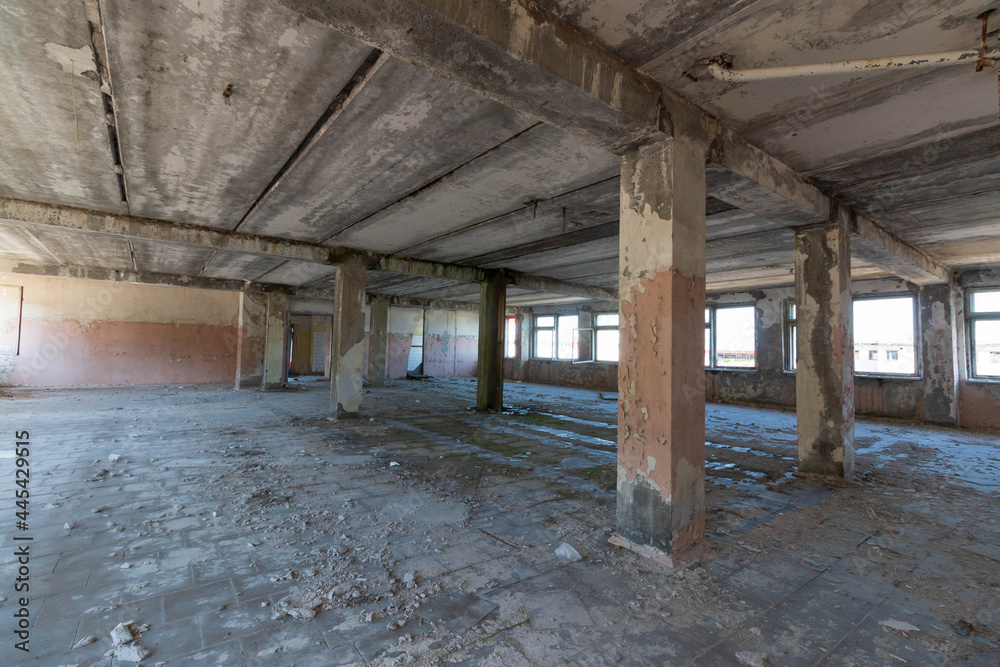 room in an empty abandoned building