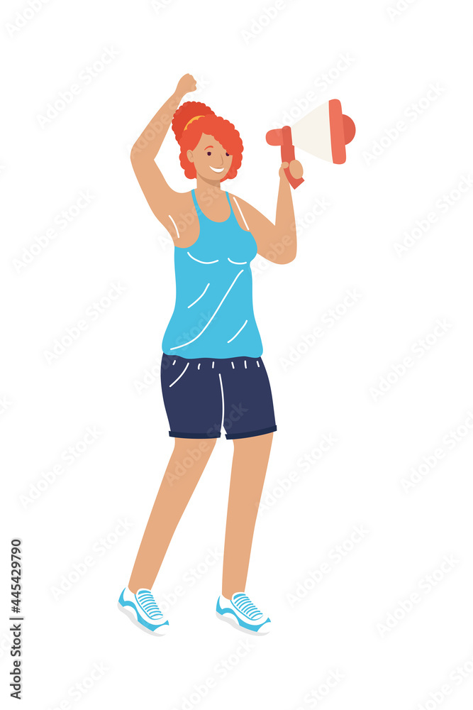 woman with megaphone woman with megaphone