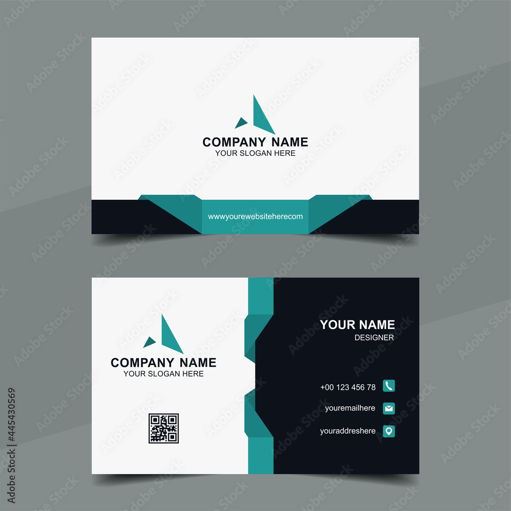 Fototapeta premium Modern and creative business card template. Simple and clean name card. Two sided cards. Horizontal business card. llustration vector 