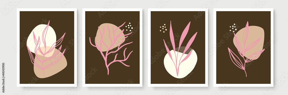 Social media stories, posts, highlights templates. Abstract floral vector backgrounds with copy space for text