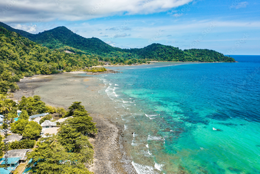 Aerial view of Lonely Beach in Koh Chang, Trat, Thailand