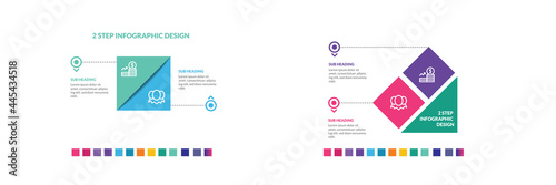 2 options flat element with rectangle and triangle infographic design template. Business concept with 2 steps, options, processes. Vector illustration.