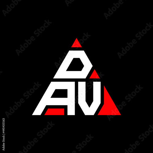 DAV triangle letter logo design with triangle shape. DAV triangle logo design monogram. DAV triangle vector logo template with red color. DAV triangular logo Simple, Elegant, and Luxurious Logo. DAV 