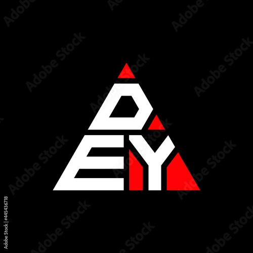 DEY triangle letter logo design with triangle shape. DEY triangle logo design monogram. DEY triangle vector logo template with red color. DEY triangular logo Simple, Elegant, and Luxurious Logo. DEY 