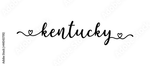 Hand sketched KENTUCKY text. Script lettering for poster, sticker, flyer, header, card, clothing, wear