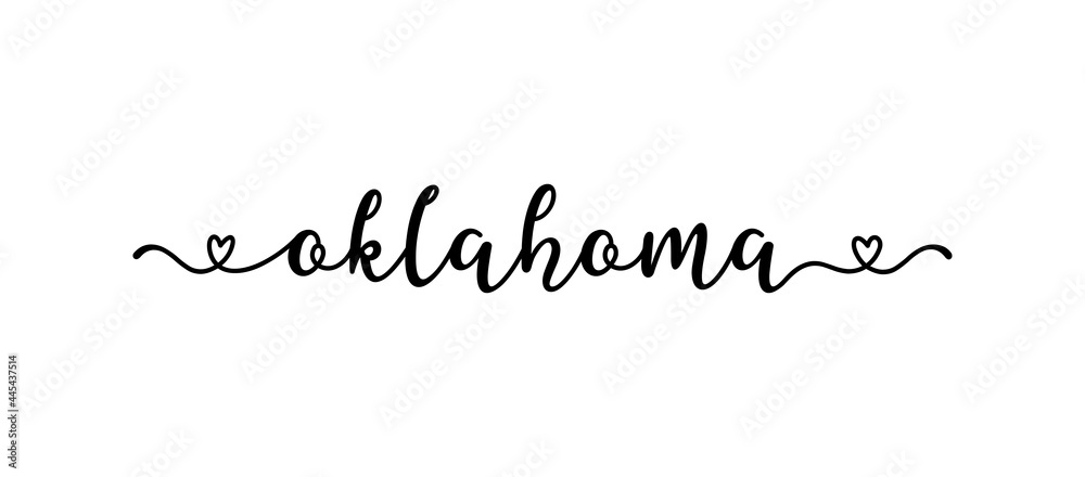 Hand sketched Oklahoma text. Script lettering for poster, sticker, flyer, header, card, clothing, wear