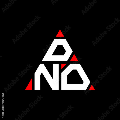 DNO triangle letter logo design with triangle shape. DNO triangle logo design monogram. DNO triangle vector logo template with red color. DNO triangular logo Simple, Elegant, and Luxurious Logo. DNO 