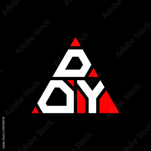 DOY triangle letter logo design with triangle shape. DOY triangle logo design monogram. DOY triangle vector logo template with red color. DOY triangular logo Simple, Elegant, and Luxurious Logo.  DOY 