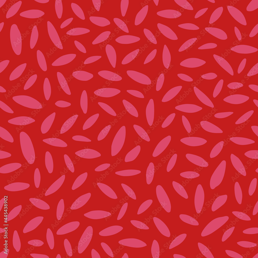 Abstract shaped seamless repeat pattern. Random placed, vector geometrical minimal elements all over surface pattern on red background. Abstract shaped seamless repeat pattern. Random placed, vector geometrical minimal elements all over surface pattern on red background.