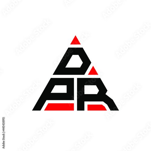 DPR triangle letter logo design with triangle shape. DPR triangle logo design monogram. DPR triangle vector logo template with red color. DPR triangular logo Simple, Elegant, and Luxurious Logo. DPR  photo