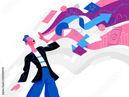 Giovane uomo che diffonde informazioni, notizie, dati