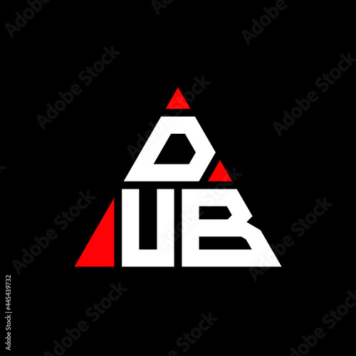 DUB triangle letter logo design with triangle shape. DUB triangle logo design monogram. DUB triangle vector logo template with red color. DUB triangular logo Simple, Elegant, and Luxurious Logo. DUB 