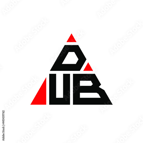 DUB triangle letter logo design with triangle shape. DUB triangle logo design monogram. DUB triangle vector logo template with red color. DUB triangular logo Simple, Elegant, and Luxurious Logo. DUB 
