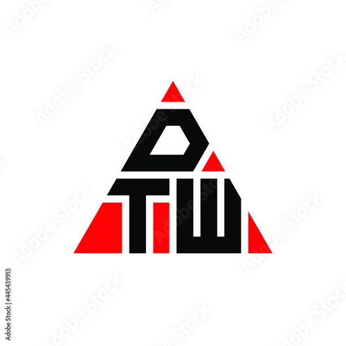 DTW triangle letter logo design with triangle shape. DTW triangle logo design monogram. DTW triangle vector logo template with red color. DTW triangular logo Simple, Elegant, and Luxurious Logo. DTW 