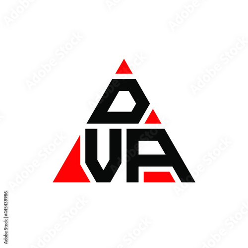 DVA triangle letter logo design with triangle shape. DVA triangle logo design monogram. DVA triangle vector logo template with red color. DVA triangular logo Simple, Elegant, and Luxurious Logo. DVA 