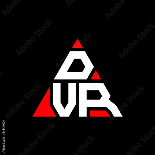 DVR triangle letter logo design with triangle shape. DVR triangle logo design monogram. DVR triangle vector logo template with red color. DVR triangular logo Simple, Elegant, and Luxurious Logo. DVR 