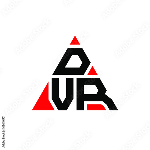 DVR triangle letter logo design with triangle shape. DVR triangle logo design monogram. DVR triangle vector logo template with red color. DVR triangular logo Simple, Elegant, and Luxurious Logo. DVR 