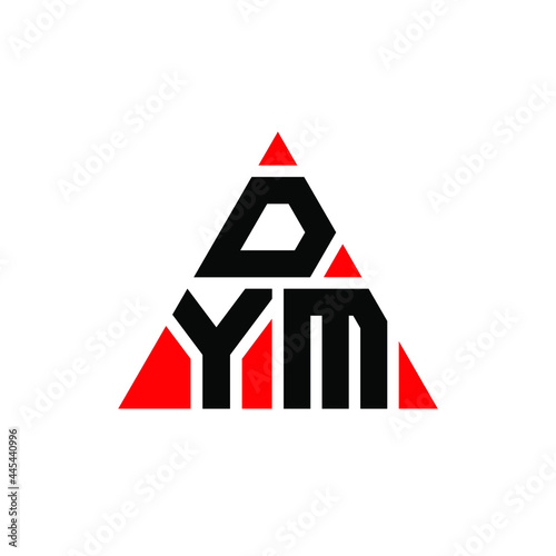 DYM triangle letter logo design with triangle shape. DYM triangle logo design monogram. DYM triangle vector logo template with red color. DYM triangular logo Simple, Elegant, and Luxurious Logo. DYM 