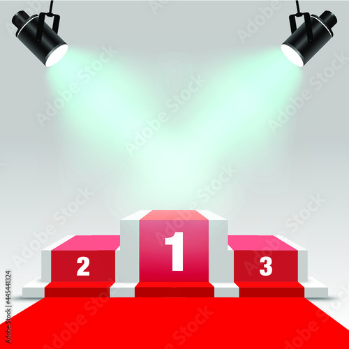 Realistic Winner Podium with spotlight.Winner Stage.Winner Pedestal