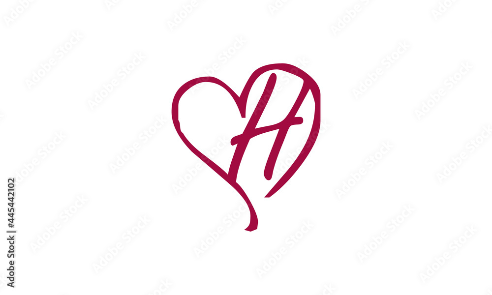 Letter H Minimalist Floral logo design template
