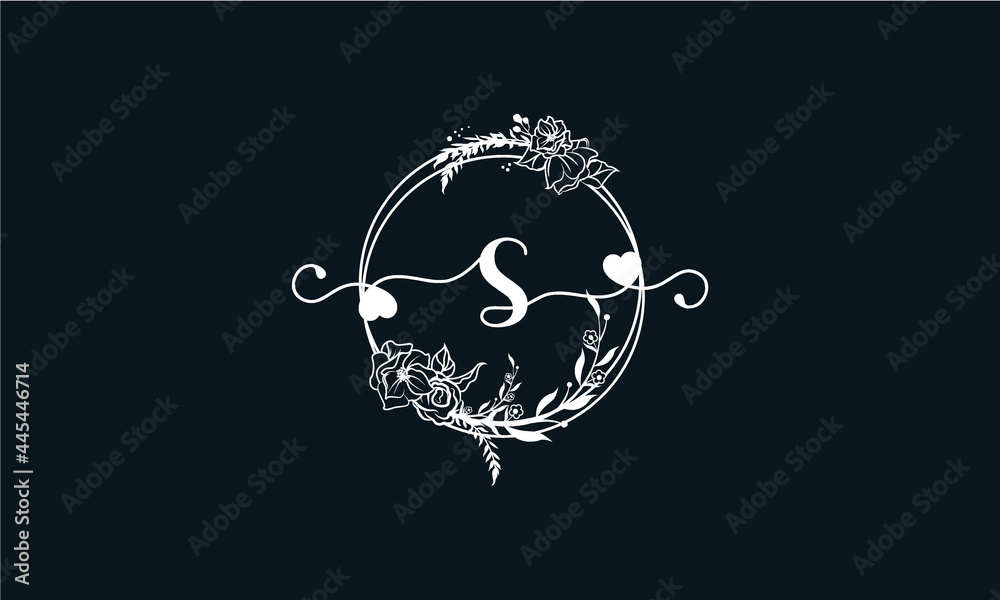 Letter S Minimalist Floral logo design template
