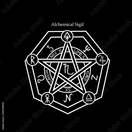 magical alchemical seal with patterns and alchemical symbols