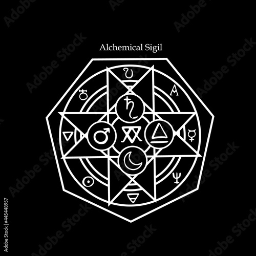magical alchemical seal with patterns and alchemical symbols