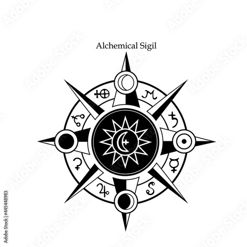 magical alchemical seal with patterns and alchemical symbols