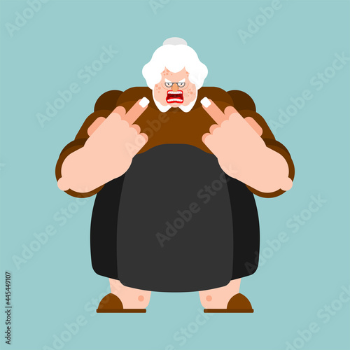 Angry old teacher. Disgruntled old wife. vector illustration For September 1